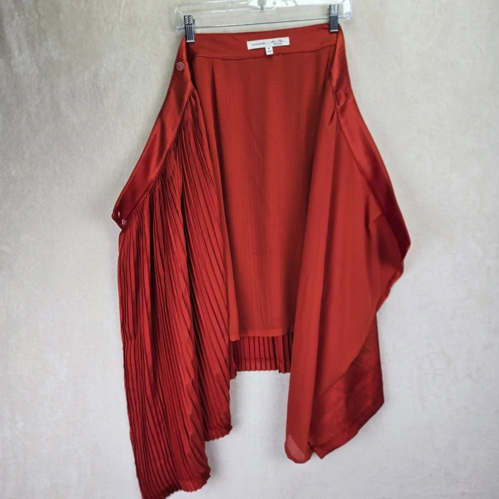 Banana Republic Olivia Palermo Burnt Orange Pleated Midi Wrap Skirt 8‎ Office
